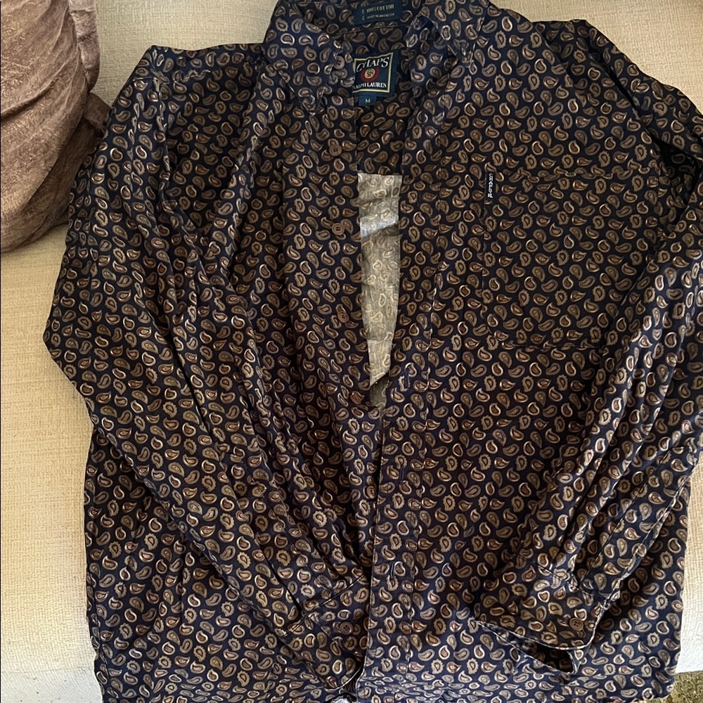 Vintage Chaps Ralph Lauren navy paisley button down medium